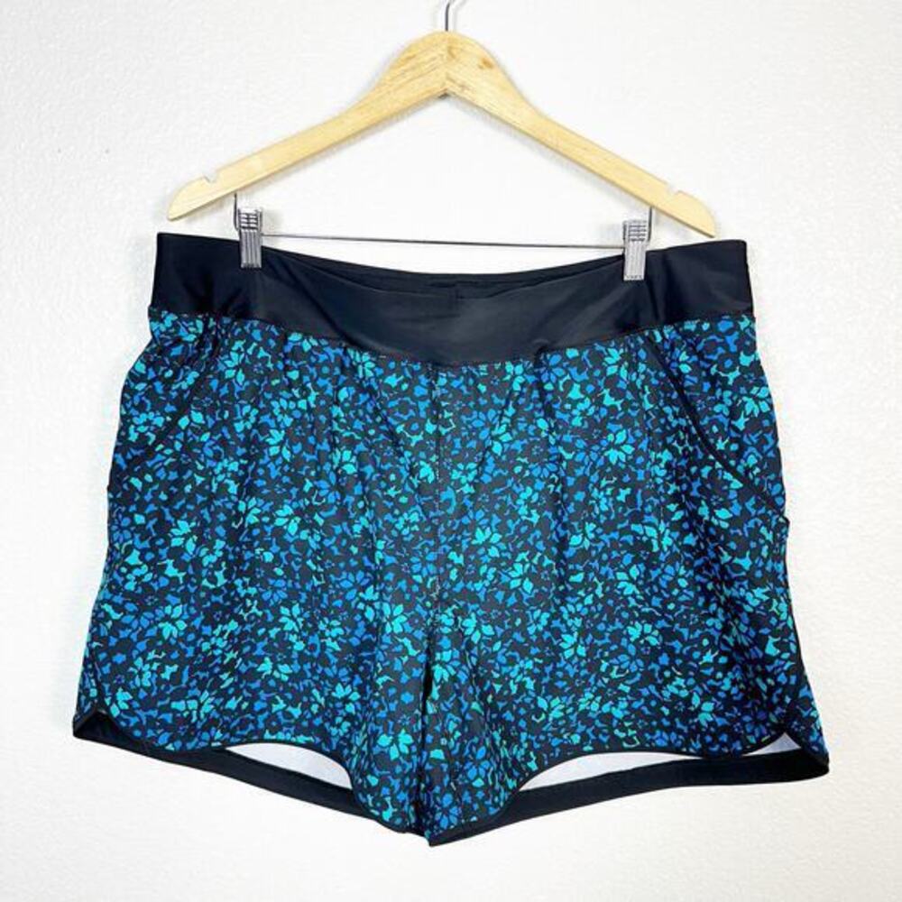 Lands End NEW Womens Quick Dry 5” Board Swim Shorts Panty Lined Blue Print 22W